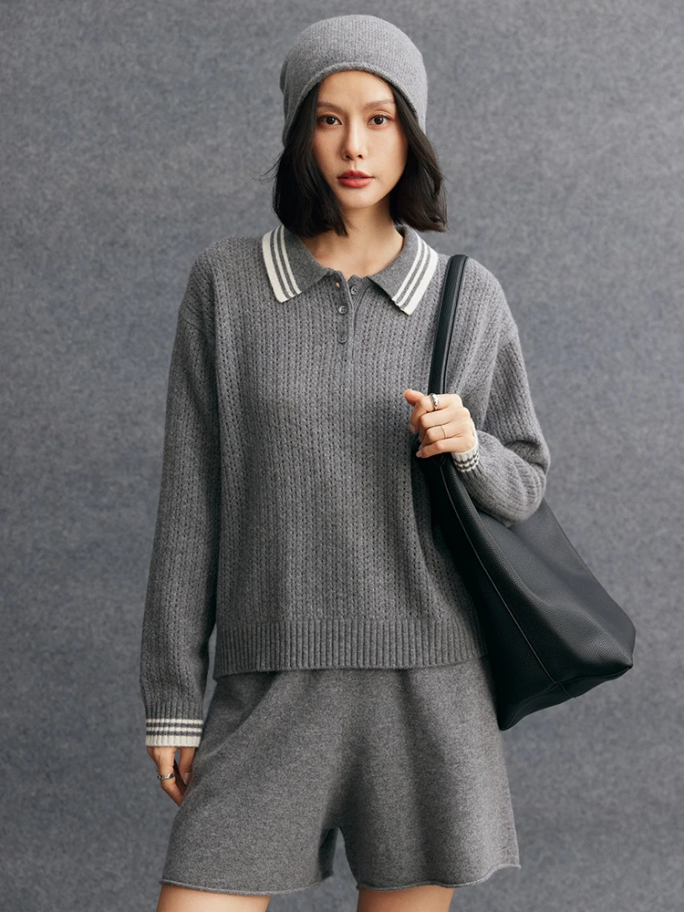 TLOML 新しい女性の 100% カシミヤセーターポロカラープルオーバーカラーブロックカシミヤニットウェア秋冬ソフト暖かいカジュアルトップス