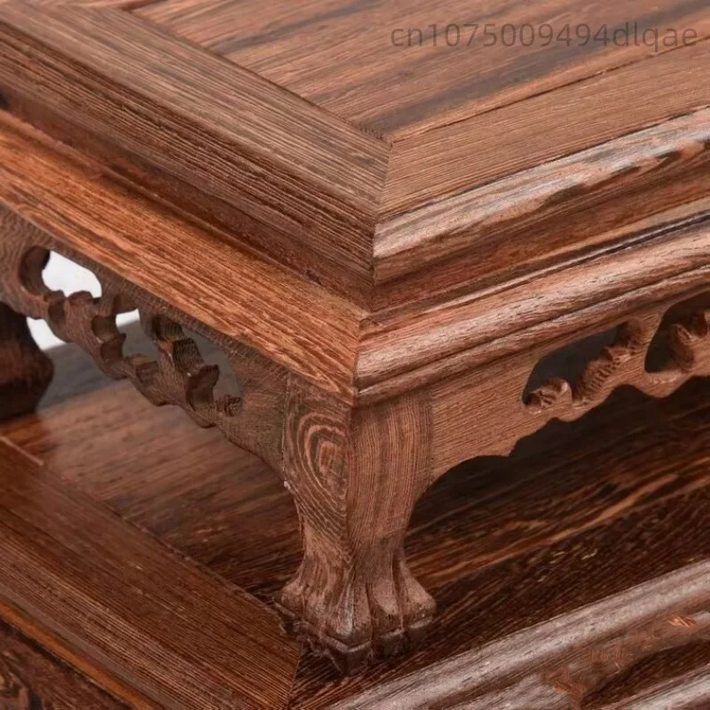 Vintage Wooden Carved Decorative Pedestal Mini Model Sculpture Display Stand Vase Teapot Tea Set Decorative Stand Plant Base