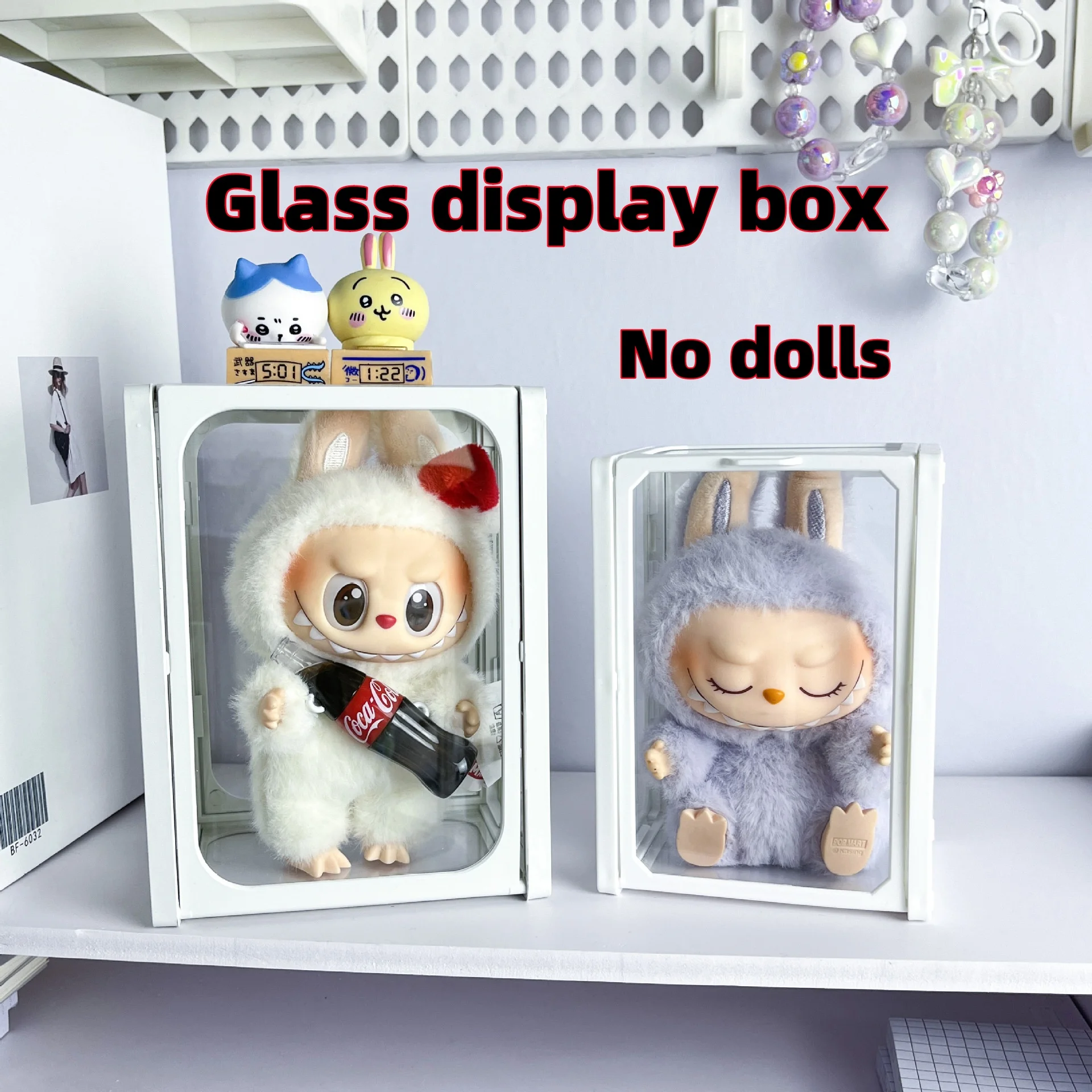 

Transparent Glass Display Case Doll Display Case Doll Storage Rack Character Display Stackable Labubu Display Box