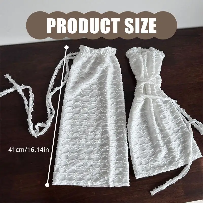L5YC Ballet Dance Leg Warmers Summer Mesh Leg Warmers Flared Leg Sleeves Sweet Bows Lace Up Legwarmers Streetwear for Womens