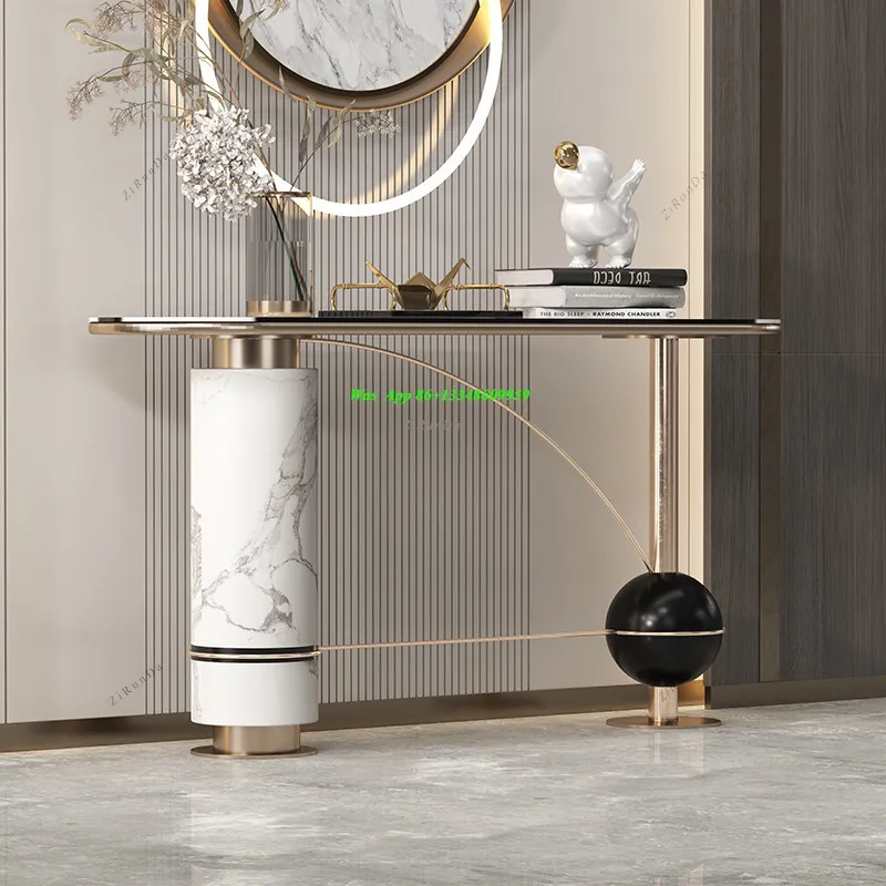 Light Luxury Entrance Table American Solid Wood Entry Door End View Table Modern  Corridor High-end Bar Case Entrance Table