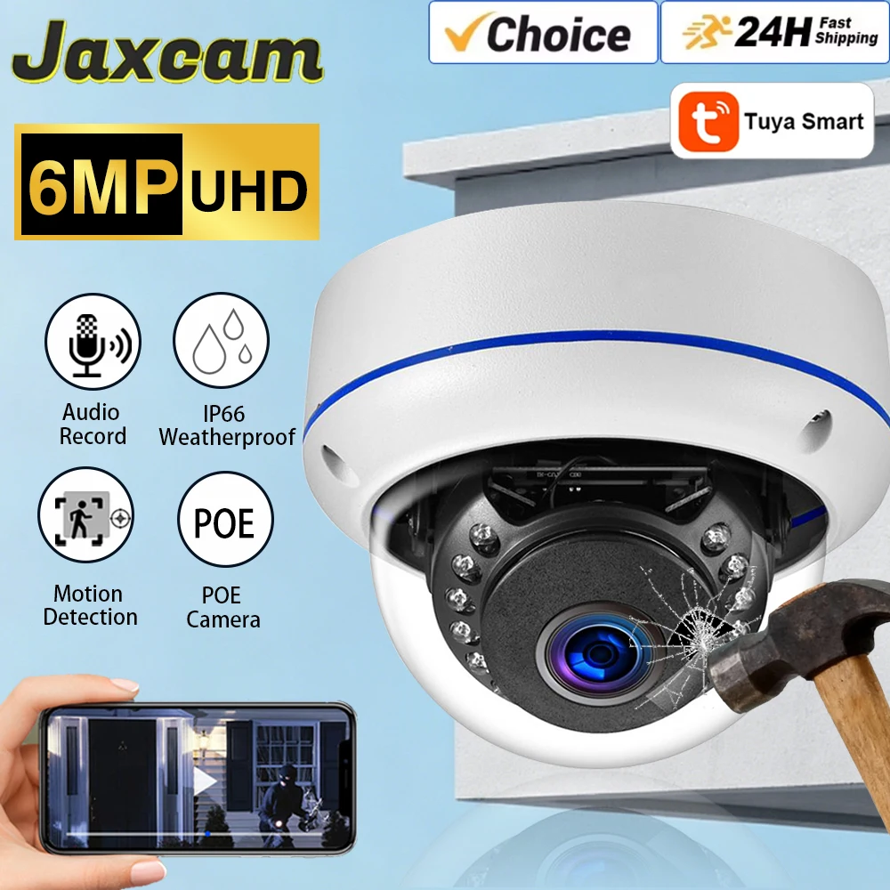 

TUYA Smart Life 6MP POE IP Camera Audio Outdoor H.265 Wide Angle Night Vision Face Detection Home CCTV Video Surveillance