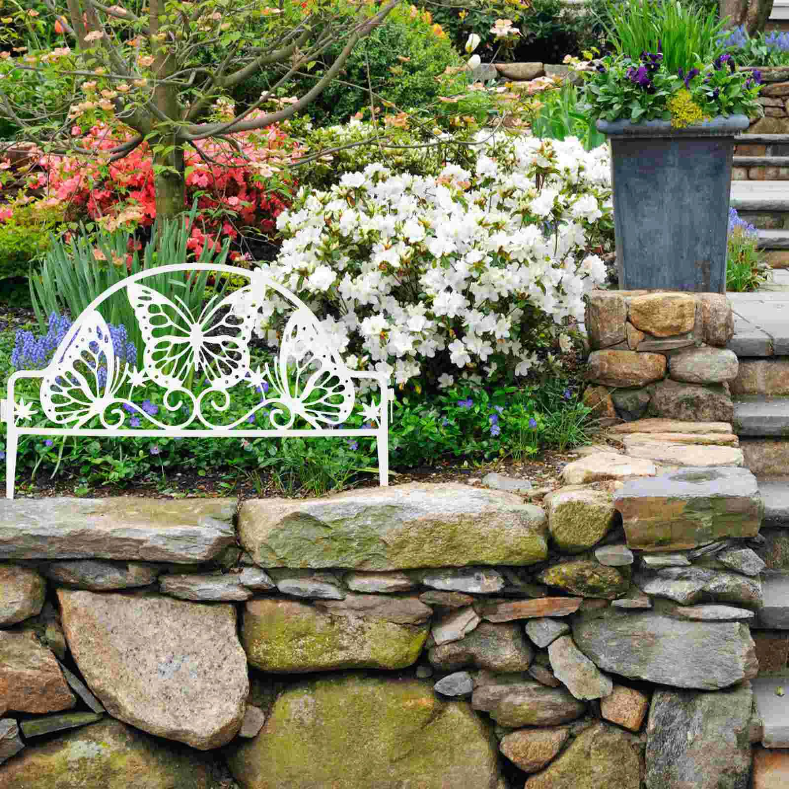 4 Pcs White Plastic Garden Fence Decor Easy Assemble Disassemble Outdoor Border Adornment Flower Driveway Path Pastoral