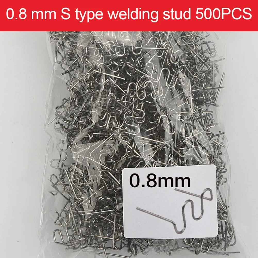500 Stück Kunststoff-Schweißhefter, Standard-Vorgeschnittene Wellblechklammern für Stoßstangen-Karosseriereparatur, 0,8/0,6mm Edelstahl-Schweißwerkzeuge