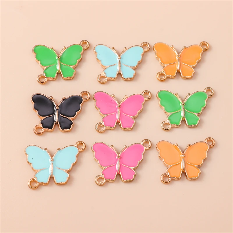 

20pcs 20x15mm Cute Enamel Flying Butterfly Charms Connectors for Jewelry Making DIY Bracelets Necklaces Handmade Crafts Supplies