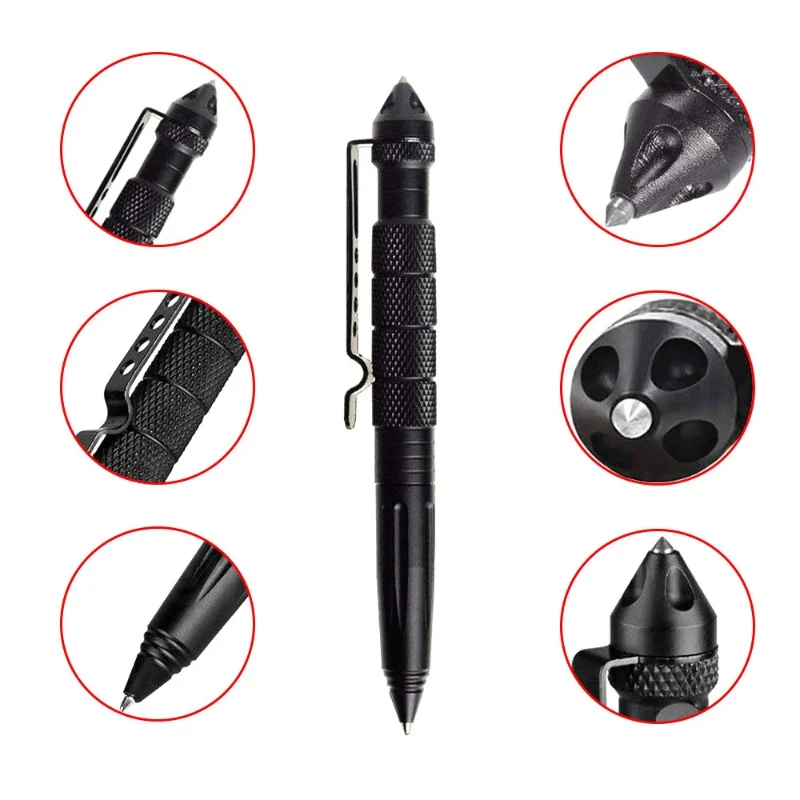 Outdoor Tungsten Steel Tactical Defense EDC Aluminum Alloy Tactical Pen for Escape with Broken Window Cone Survival Signature P