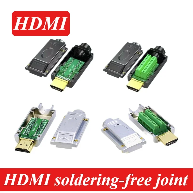 HDMI Connector Plug Solder-free 4K Display Port to HDMI All Compatible Adapter HD Cable Repair DIY for PC TV Laptop Projector