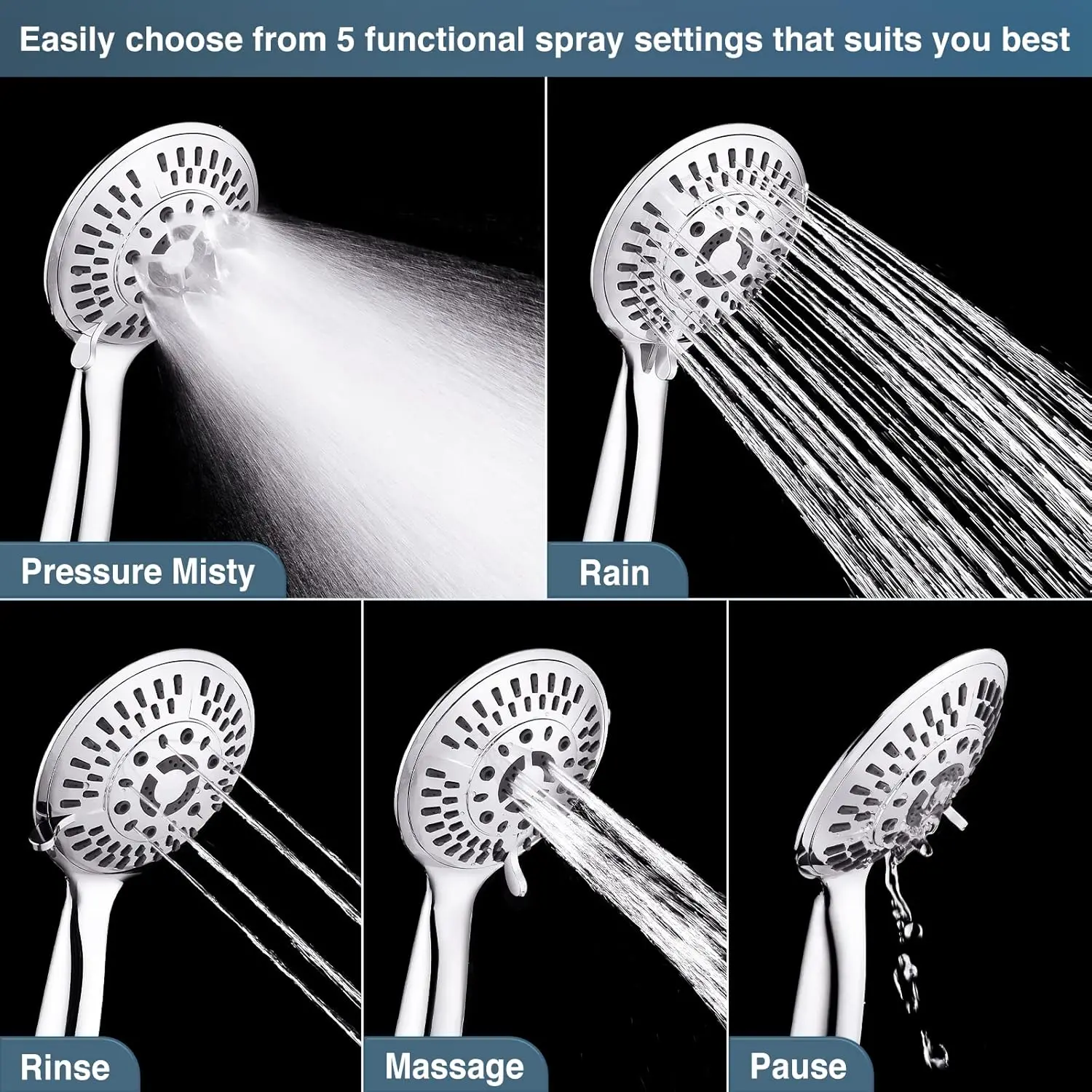 Bright Showers Rain Shower Heads System Including Rain Fall Shower Head And Handheld Shower Head With Height Adjustable Holder,