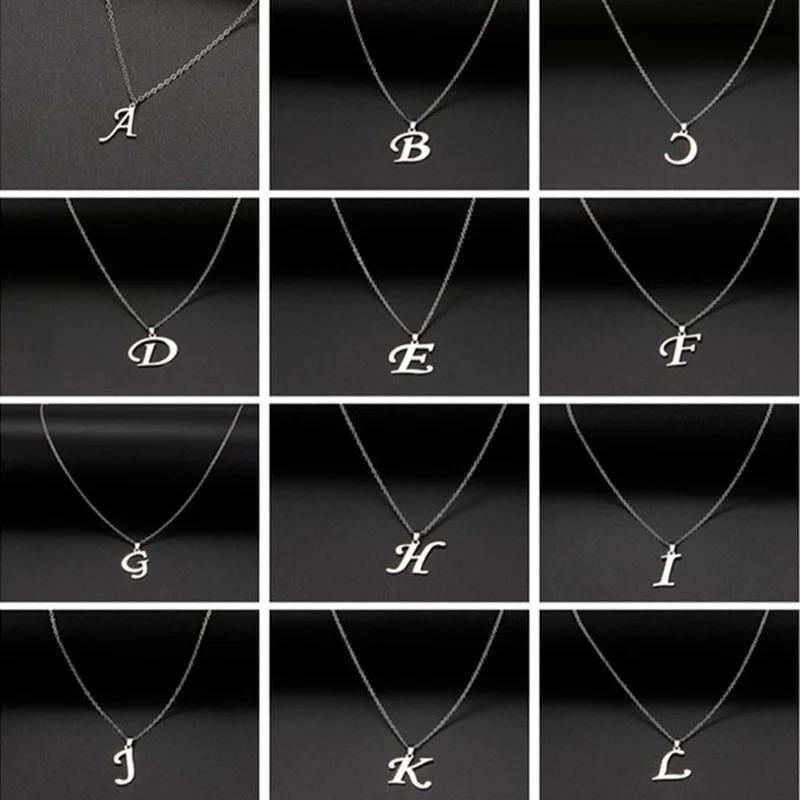 316L Stainless Steel Necklace A To Z 26 Letters Initial Minimalist Necklaces For Women Big Alphabet Pendant Gifts Jewelry gift