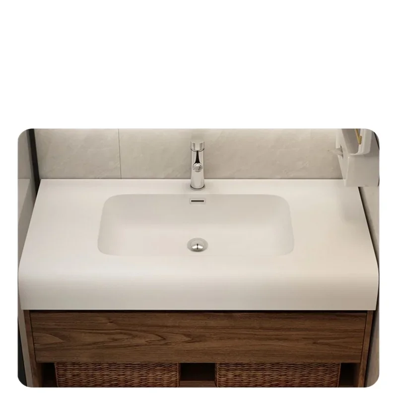 New Chinese black walnut color bathroom cabinet combination bathroom washbasin integrated washbasin sink French style