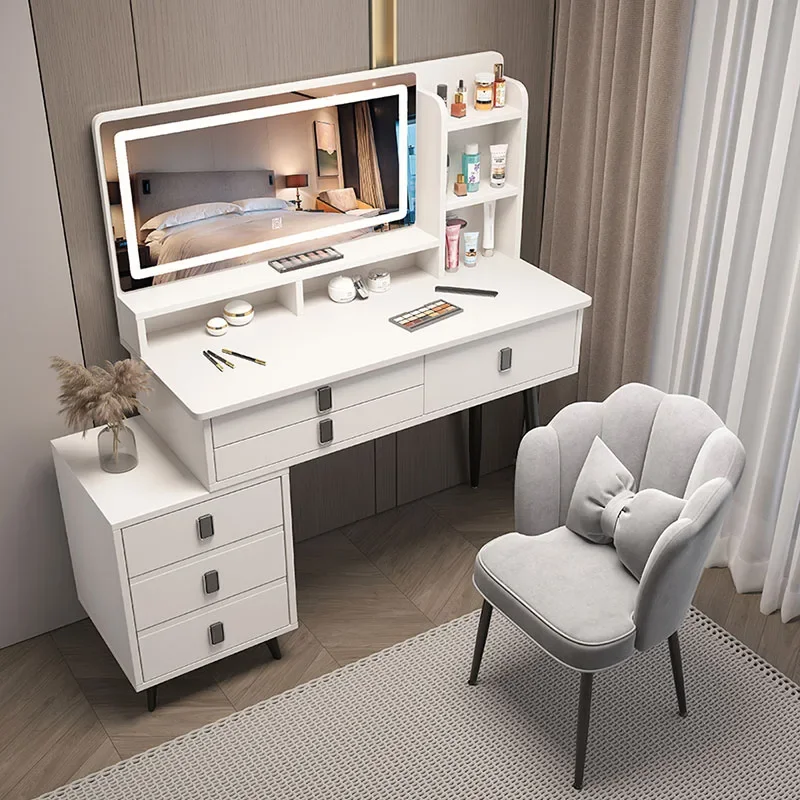 

Modern Storage Vanity Desk Simplicity Advanced Sense Dresser Small Apartment Light Mirror Makeup Coiffeuse Home Furniture