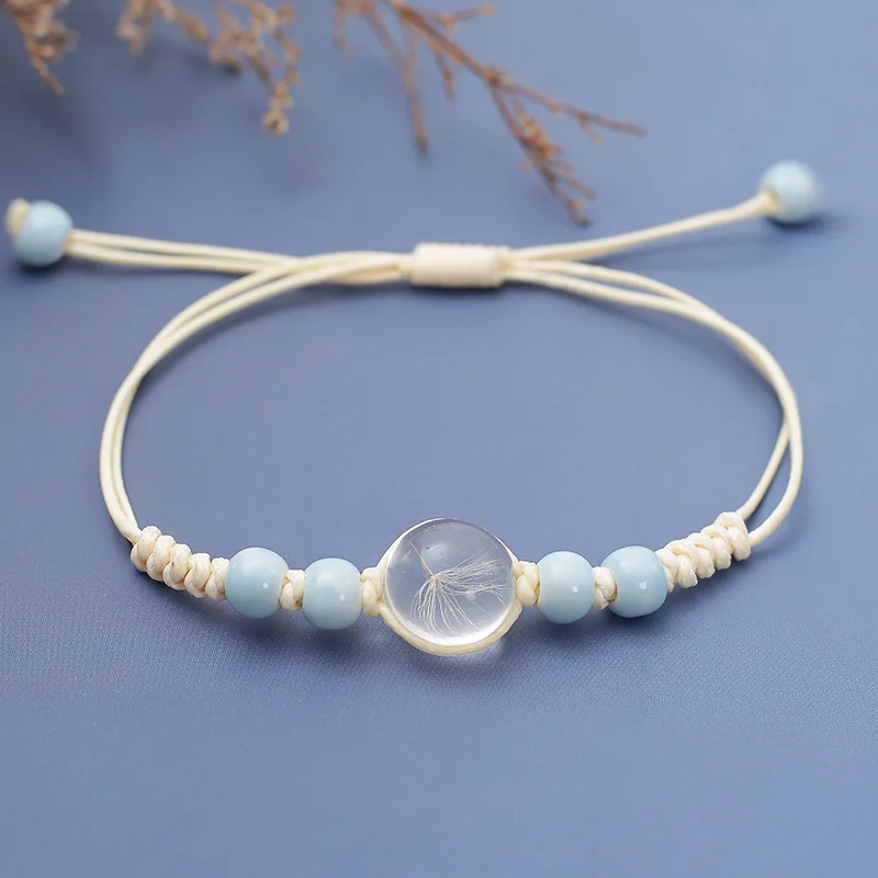 Starry Sky Dried Flower Bracelet Female Student Eternal Flower True Flower Bracelet Simple and Versatile Ceramic Jewelry