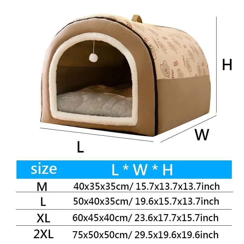 Big Dog Kennel Warm Winter Dog House Mat Detachable Washable Dogs Bed Nest Deep Sleep Tent for Medium Large Dogs House Supplies