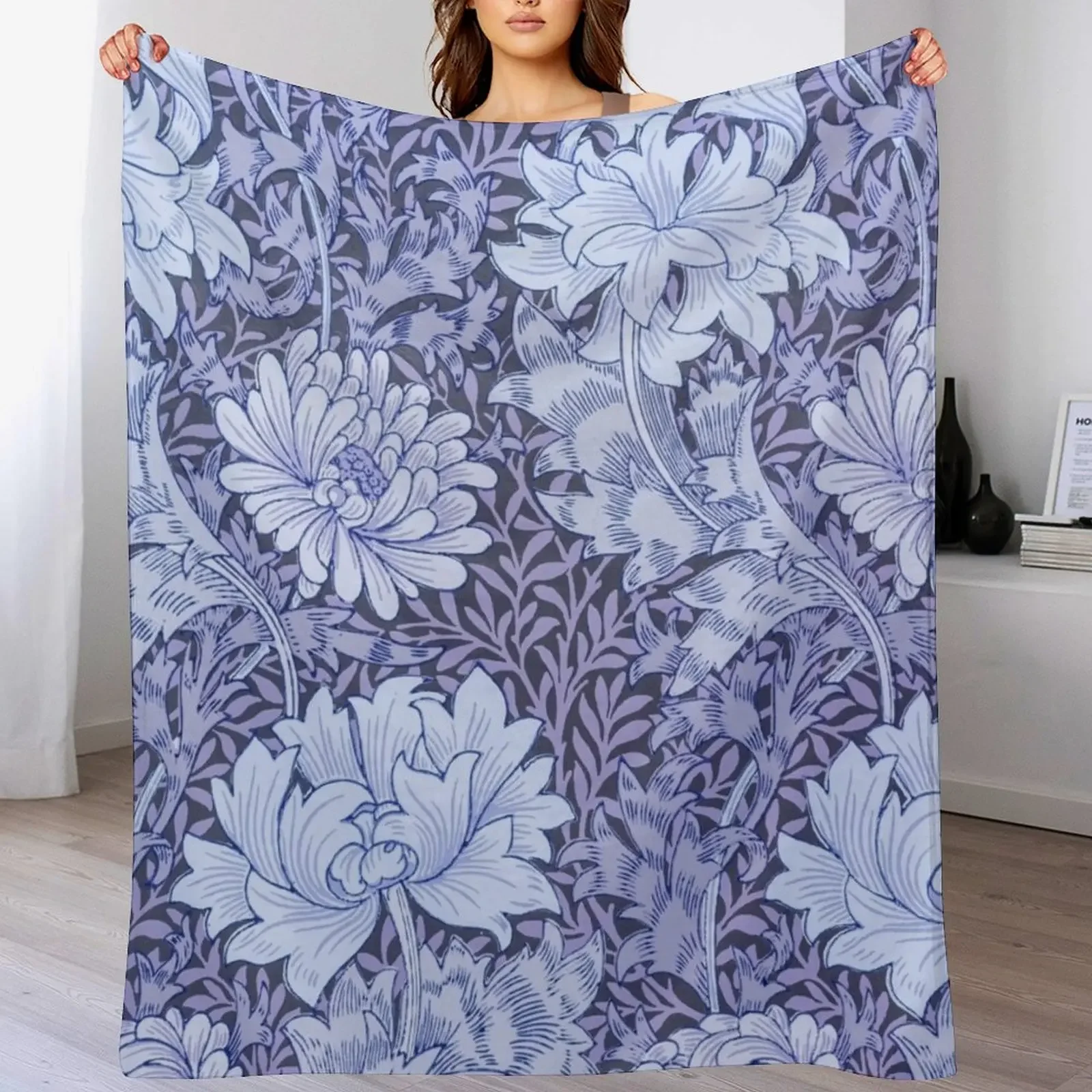 

Chrysanthemum pattern (1877) by William Morris blue Throw Blanket wednesday Baby Hairy For Decorative Sofa Blankets