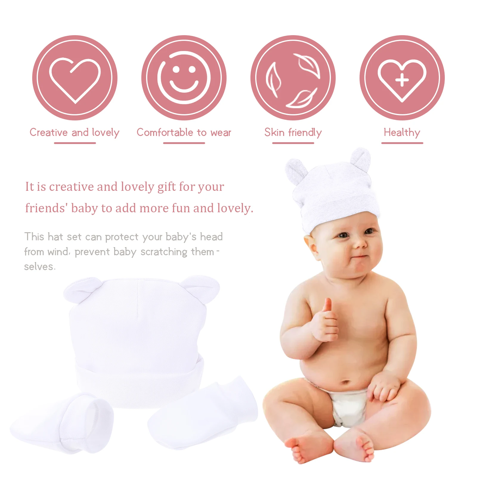 

Baby Hat Cover Gloves Set Newborn Anti scratch 0 Newborn Supplies 6 Months Warm Winter Protection Creative Boys Girls