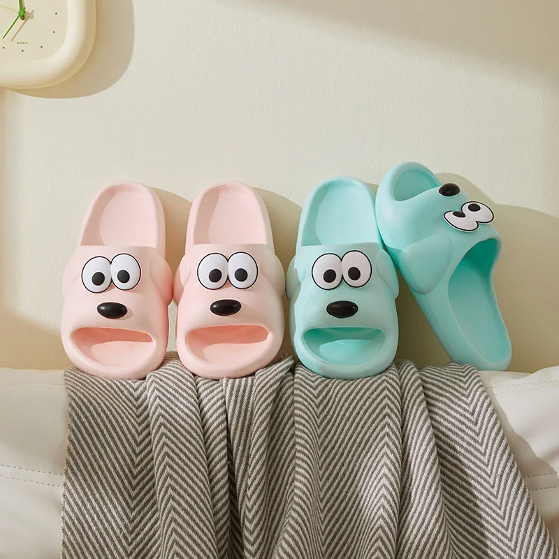 2023 Indoor Cotton Dog Slippers Flat Women Men Bathroom Slides Couples Summer Shoes Soft EVA Non-slip Funny Beach Flip Flops