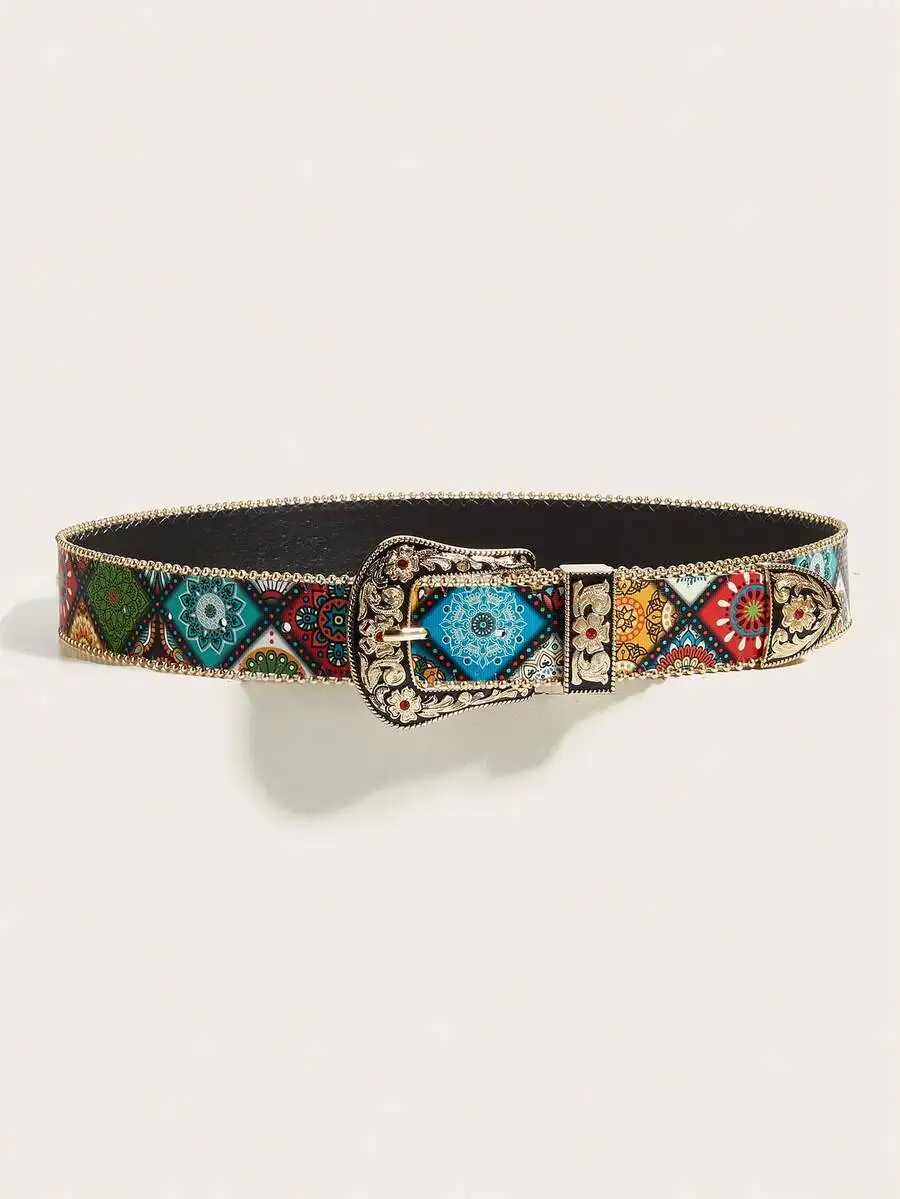 1pc Bohemian Retro Rhinestone Metal Western Cowgirl Fashion Belt, Suitable For Skirts, Dresses, Daily Wear, Fashion Style,