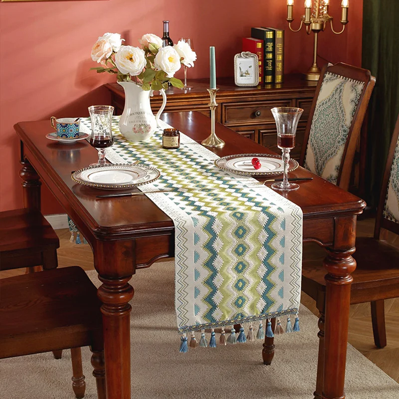 Modern Dining Table Runner Coffee Table Decor Living Room TV Cabinet Cover Home Decoration Party Nordic Embroidery Table Runner
