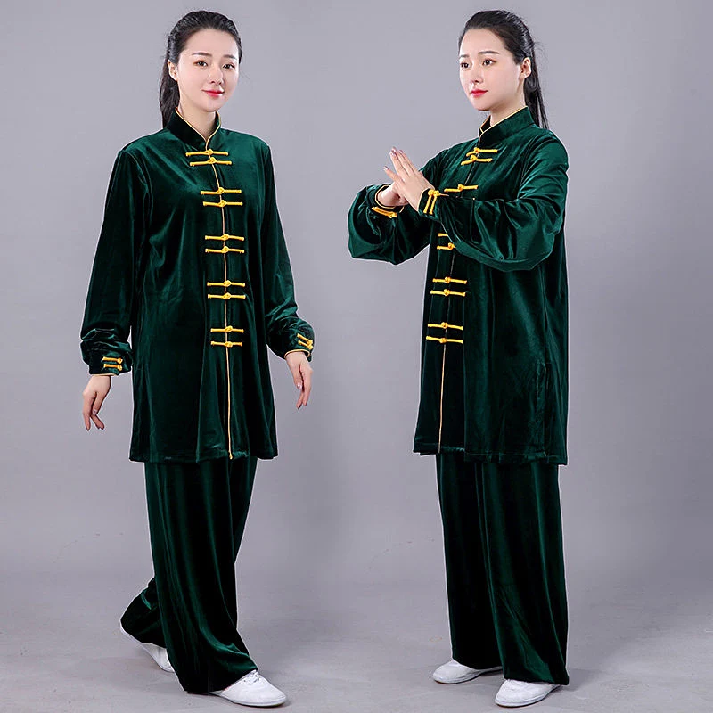 Women's Unisex Tai Chi Suit Korean Velvet Fall/Winter Heavyweight Warm Martial Arts Training & Stage Performance Wear for Adults
