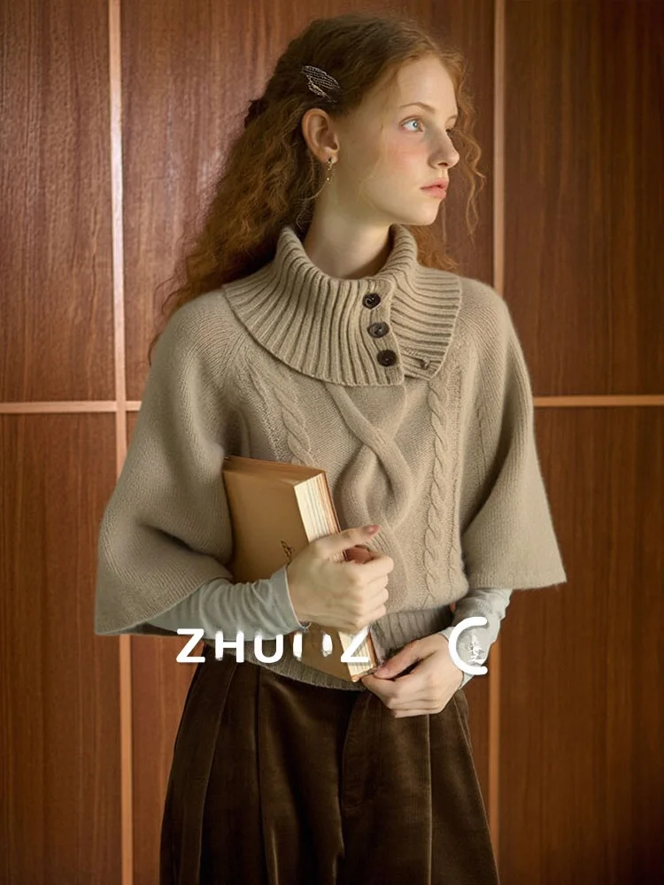 

Zhuo Chi Lazy Sle High Collar Cowl Ne Knitwear Women's Soft Plump Autumn New Arrival Sweater Loose Fit Comfortable Breath...
