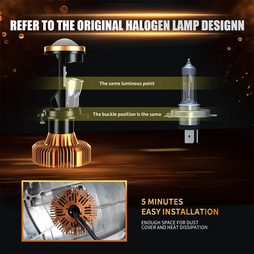 Imagen 2 del producto AILEO H4 9003/HB2 bombillas de faros Led Canbus 20000LM con Mini lente de proyector para coche motocicleta 6500K lámparas blancas haz alto/bajo