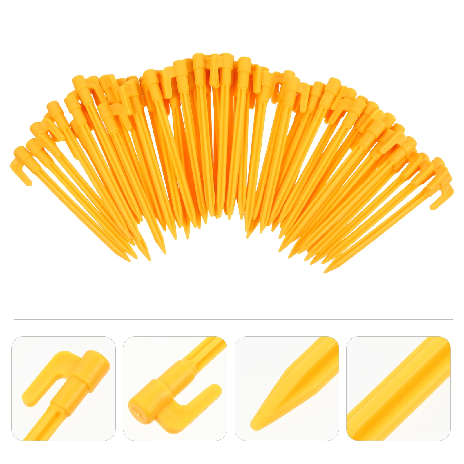 

50 Pcs Beach Tent Camping Accessories Plastic Nails Fixing Feet 1450X200X100CM Ground Yellow Accessory Outdoor Pegs