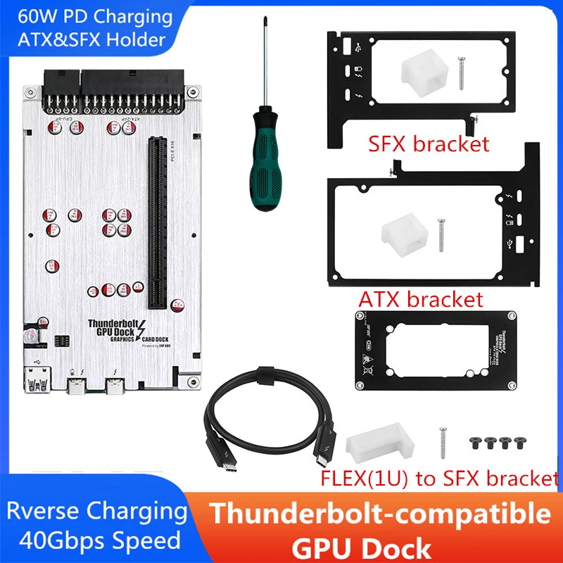 TH3P4G3 Mini GPU Dock Graphics Card USB3.0 Extension Dock Thunderbolt-compatible Thunder 3/4 PD 60W 40Gbps with ATX / SFX Bracke