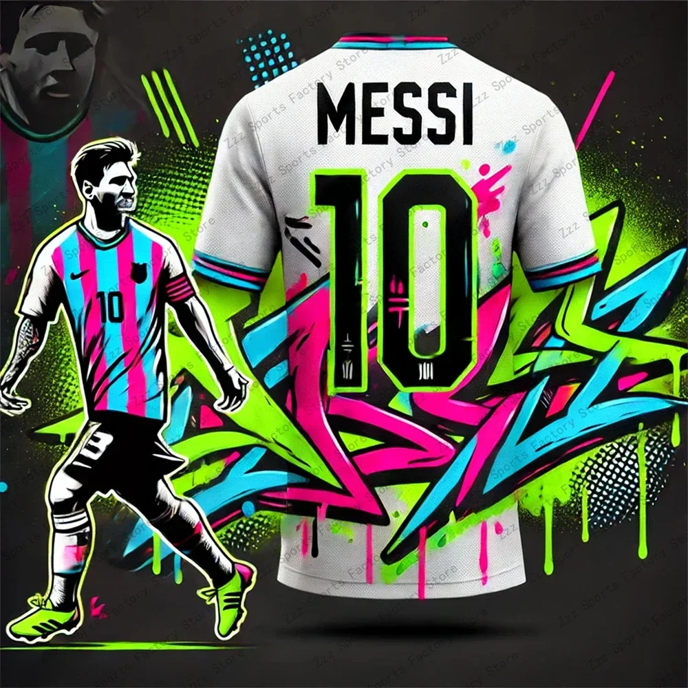 CHATGPT Street Graffiti Soccer Jersey for Kids and Adults, Special MESSI 10, Summer Tee, Intelligent Design Edition, New Kit