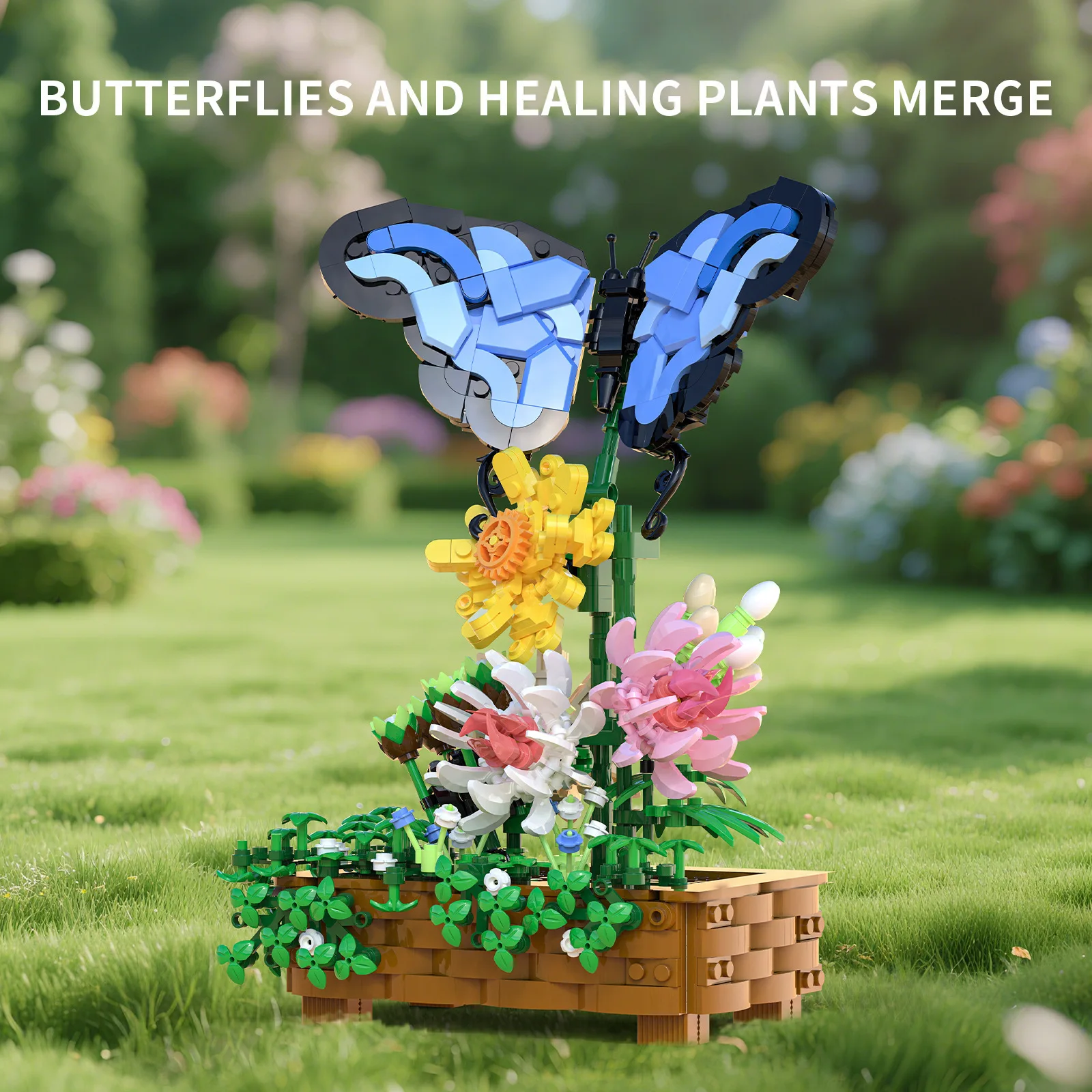 

Building block model small particle building block flower butterfly assembly gift building block toy