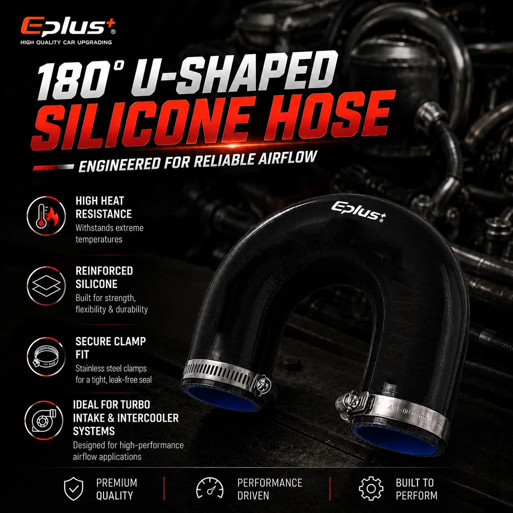 EPLUS Black 180° U-Shaped Silicone Hose 4-Ply Reinforced Universal Air Intake Turbo Intercooler Pipe Coupler - view 4