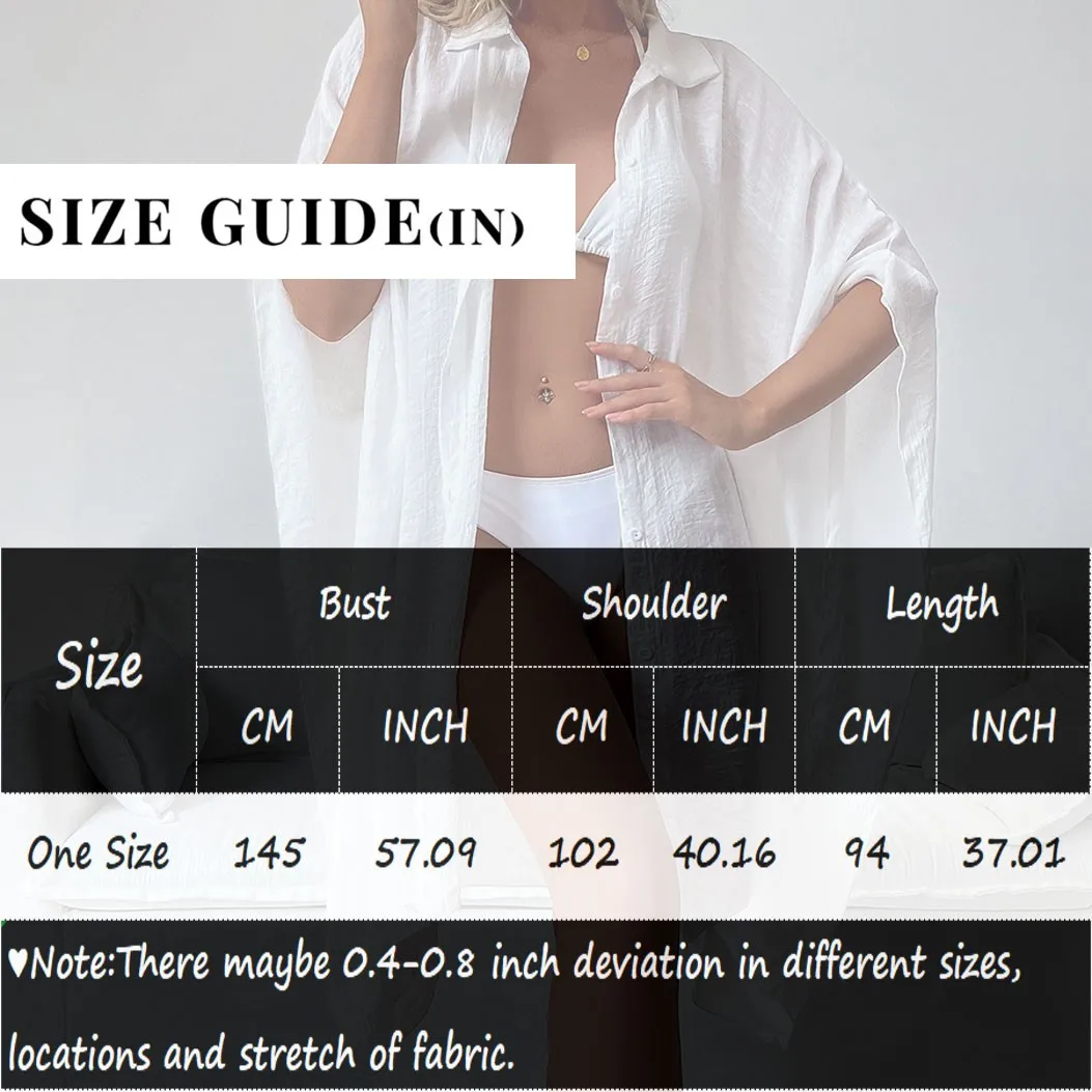 Solid Color Large Sized Cotton Line Shirt Style Loose Beach Cardigan Holiday Sunscreen Bikini Cover Up Swimsuit Outer Long Coat