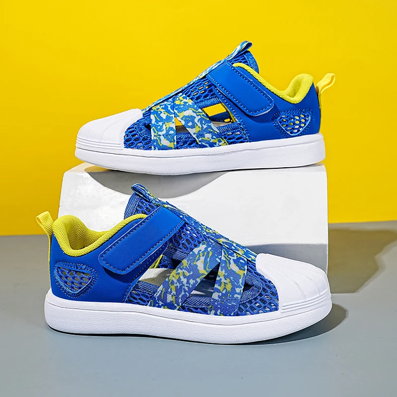 

A pair of boys' four-season seashell-shaped mesh sports shoes, soft, comfortable and lightweight shoes, size 26-37，MF-X019-1OE