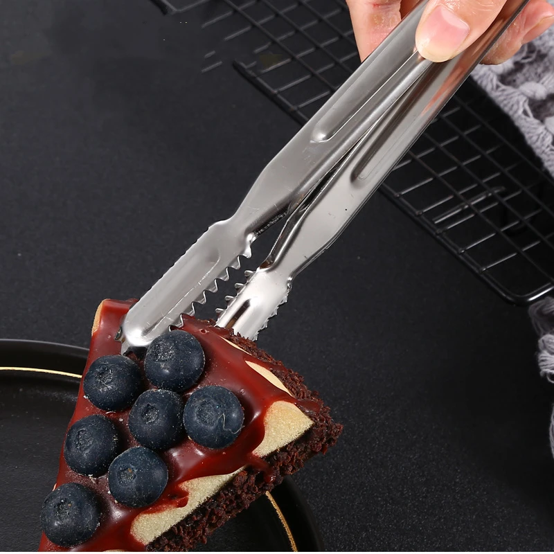 Stainless Steel Food Tongs Ice Clip Bread Dessert Barbecue Clamp Kitchen Cooking Accessories