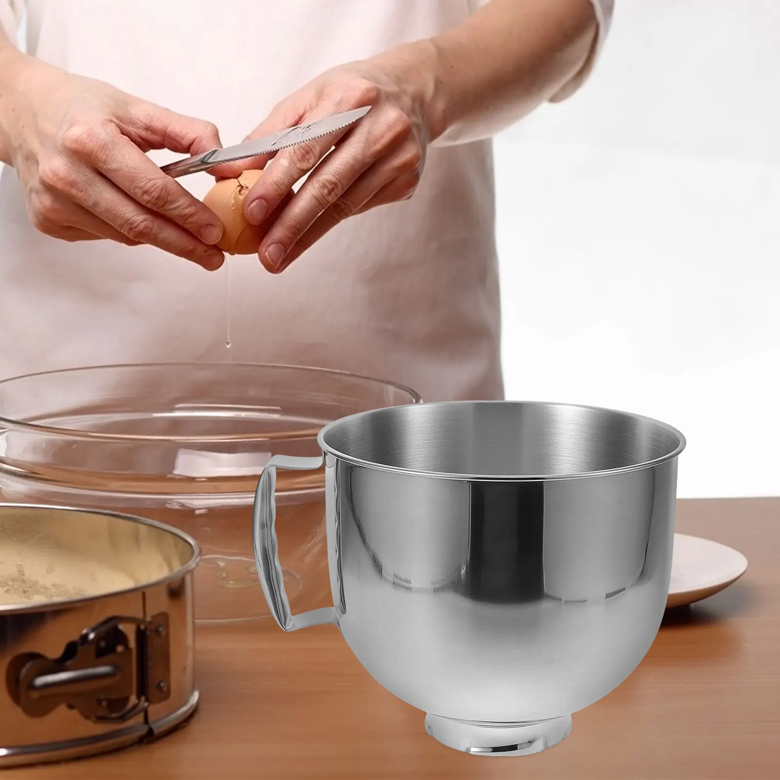 

5QT Stainless Steel Mixing Bowls Deepened Design for Chef Stand Mixer Baking Egg Dough Large Capacity Easy Clean Kitchen Food