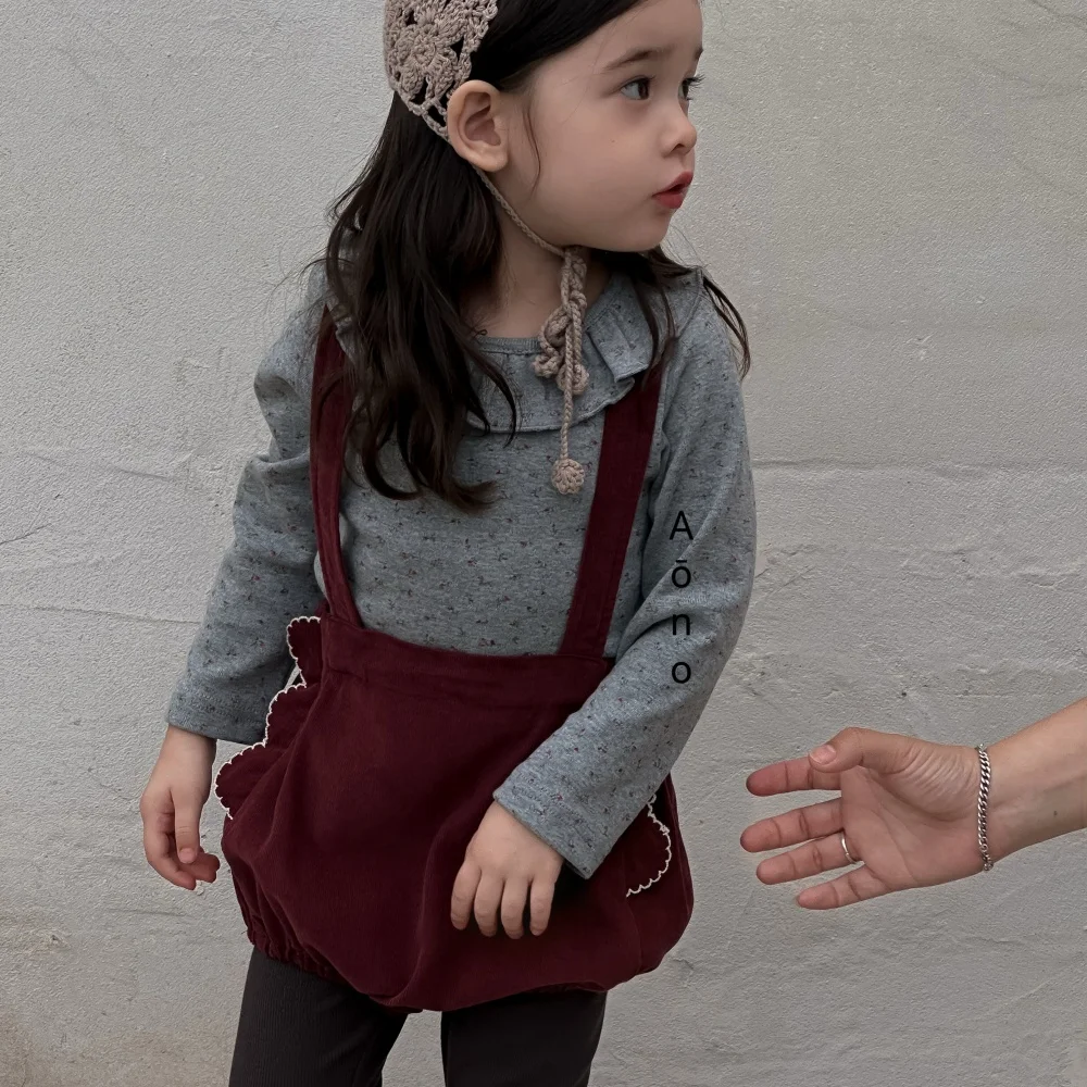 

SeasonSea Autumn Winter Baby Girl Clothes Corduroy Romper Ruffle Suspender Shorts Burgundy Infant Toddler Christmas Outfit