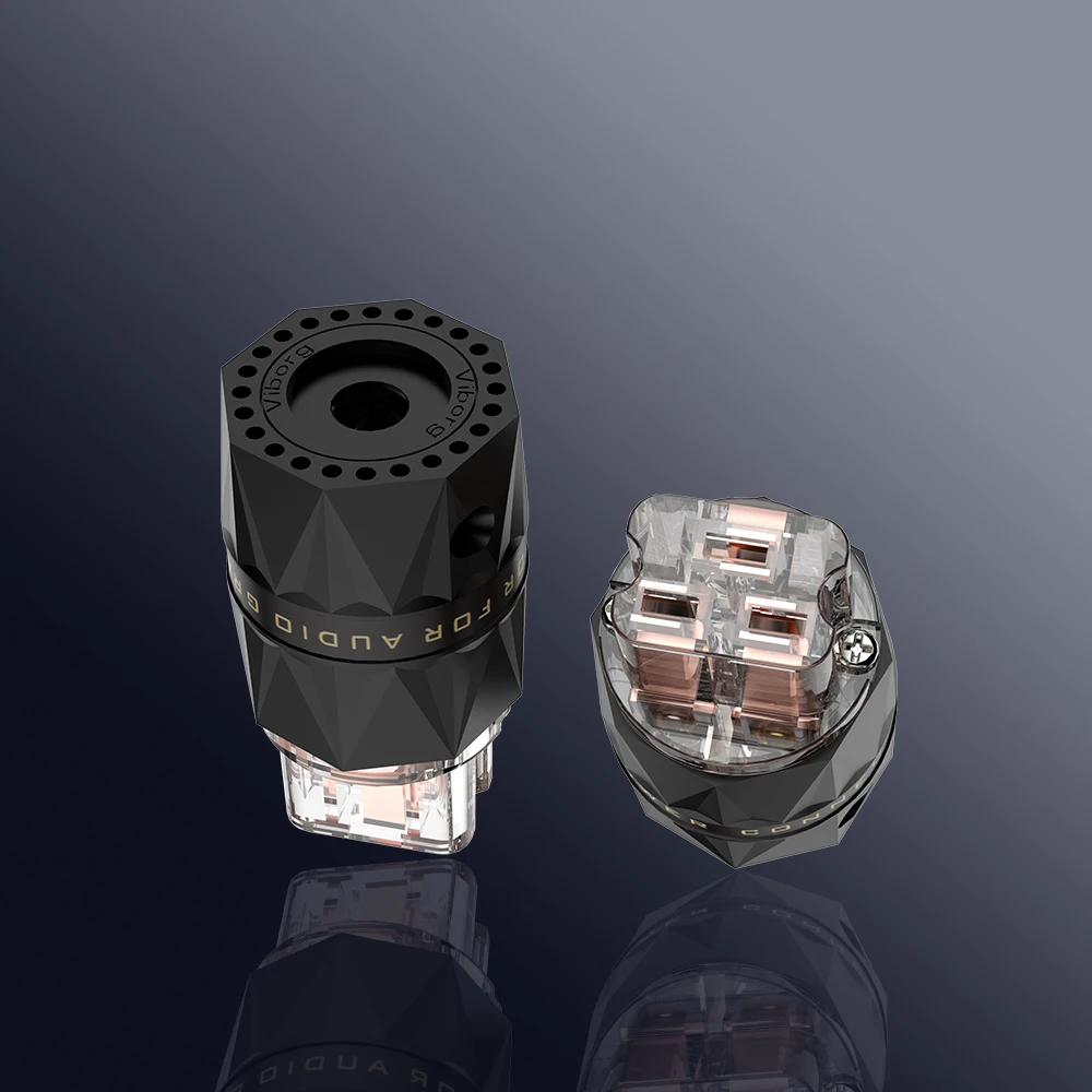 VF523 Series Pure Copper IEC C19 Plug 20A Gold-Plated Hi-Fi Audio Power Connector Clear Shell Audiophile Power Cord