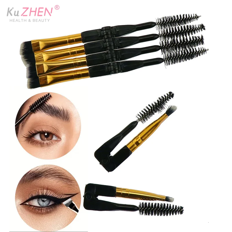 Brocha plegable para cejas, delineador de ojos, brochas de maquillaje, brocha en ángulo de doble punta, brocha Spoolie 2 en 1, herramienta de maquillaje