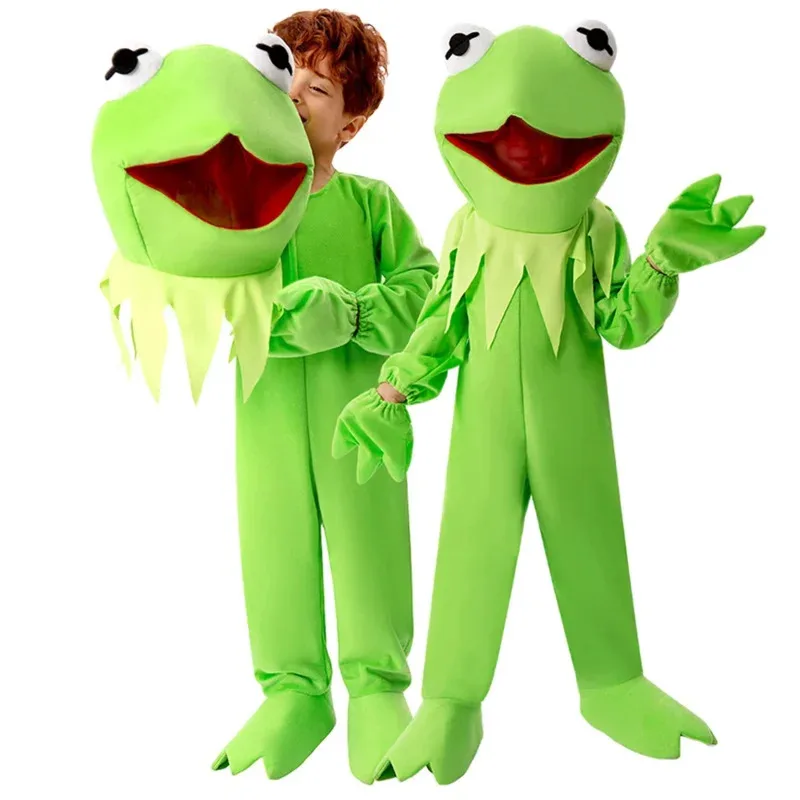 

Muppets Kermit Costume Green Animal The Frog Child Costume Kids Fancy Dress Kermit Puppet Jumpsuit Set for Kids