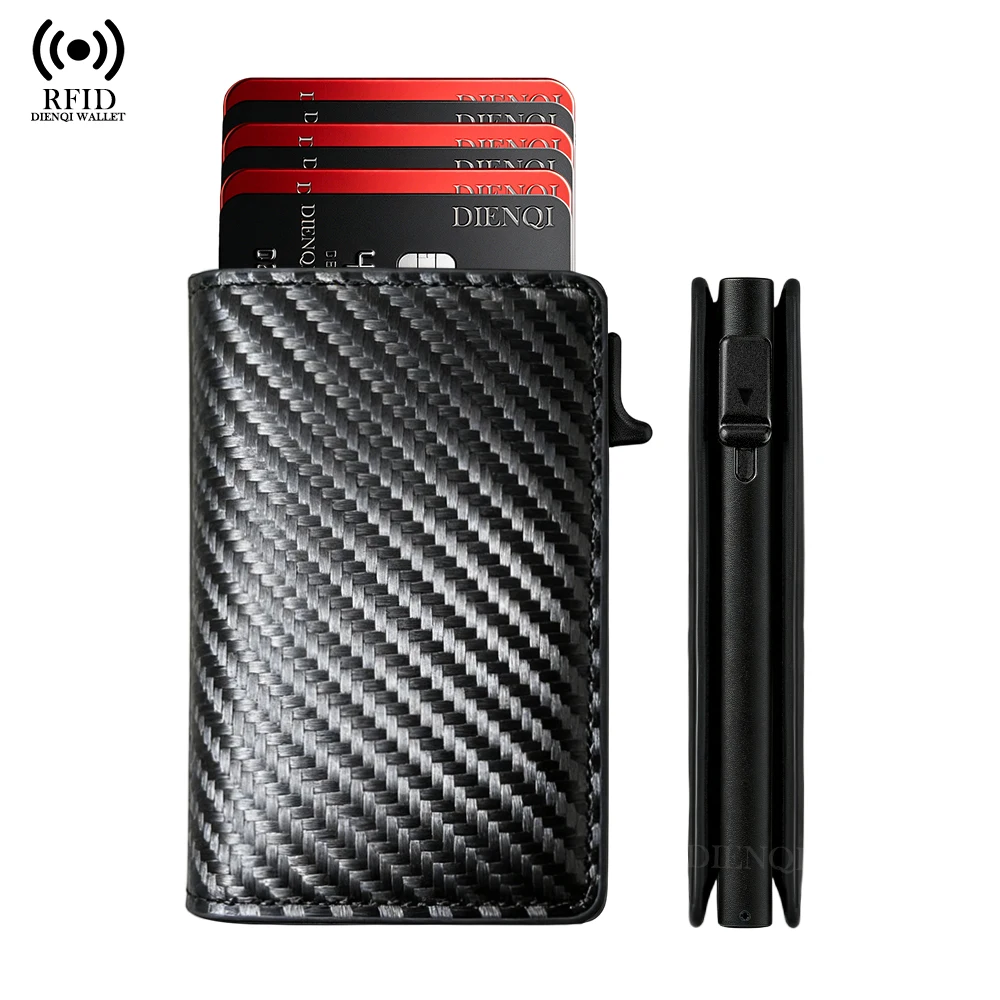 Magietic Anti Rfid Credit Card Holder Men Wallets Luxury Carbon Fiber Bank Cardholder Trifold Money Bag Purse Wallets for Men