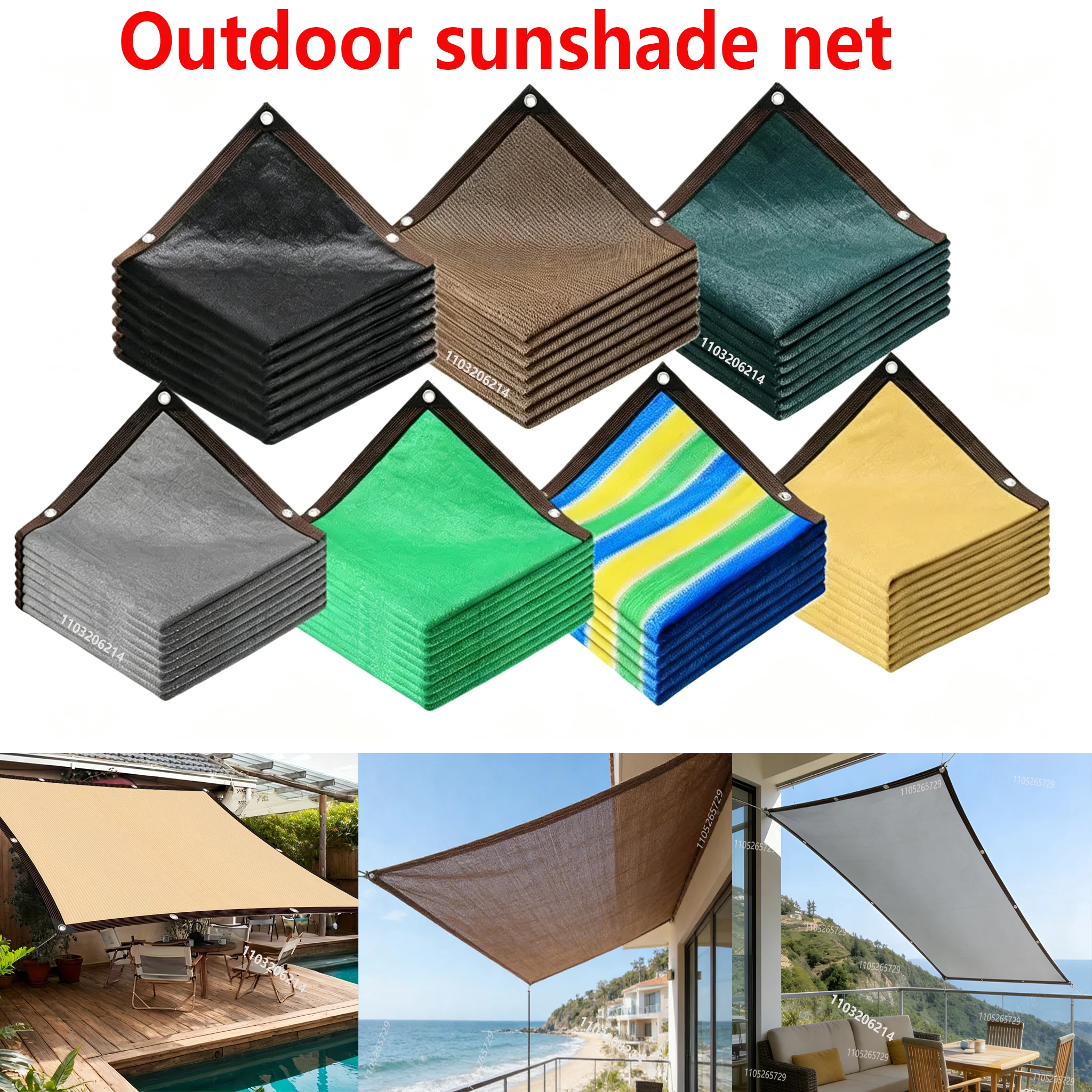 Outdoor Garden Sunshade Net, Camping Pavilion, Garage Balcony Sunshade Net, UV Protection, HDPE Sunscreen Cloth
