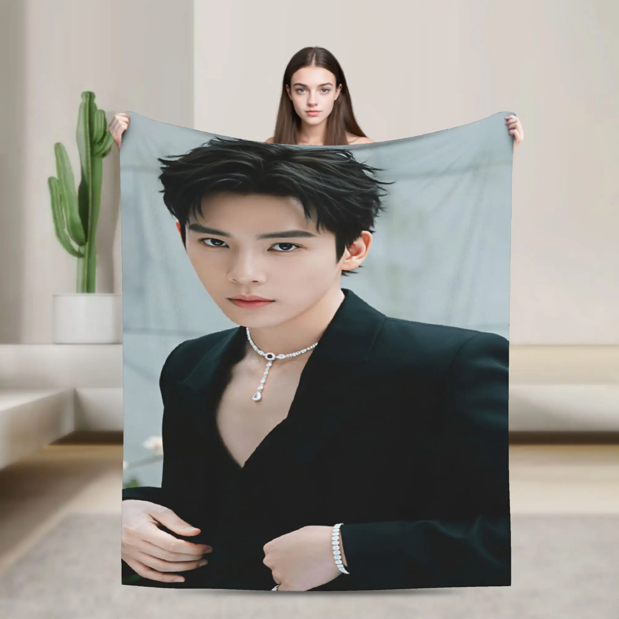 Wang Anyu Actor Blankets Quality Super Soft  Throw Blanket Spring Travel Bedroom Funny Bedspread