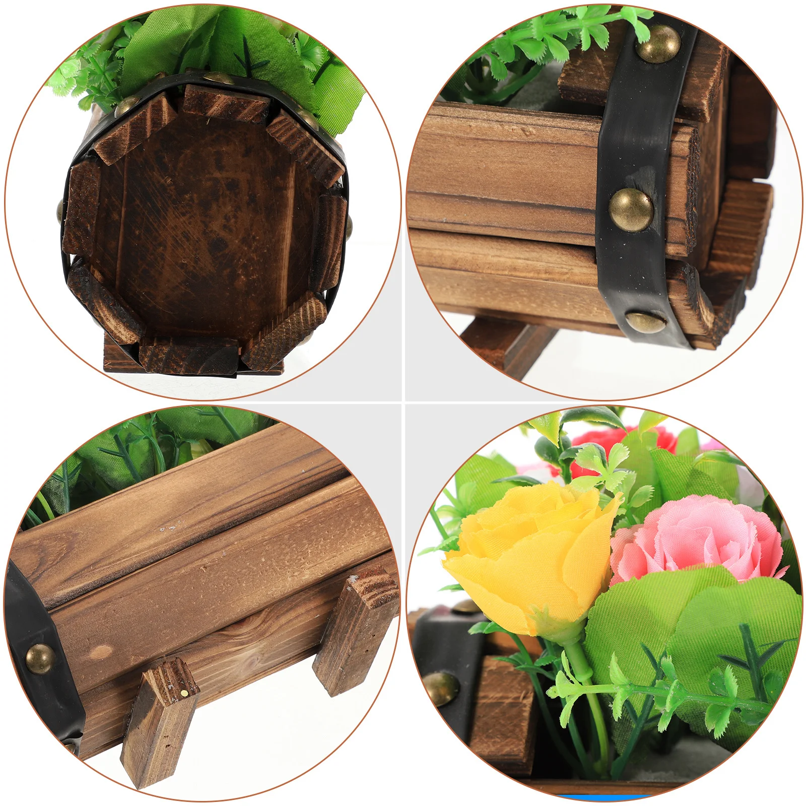 

Artificial Flowers Wood Pot Lightweight Portable Fake Flower Decoration Wedding Home Office Event Ornament Artificial Flowers