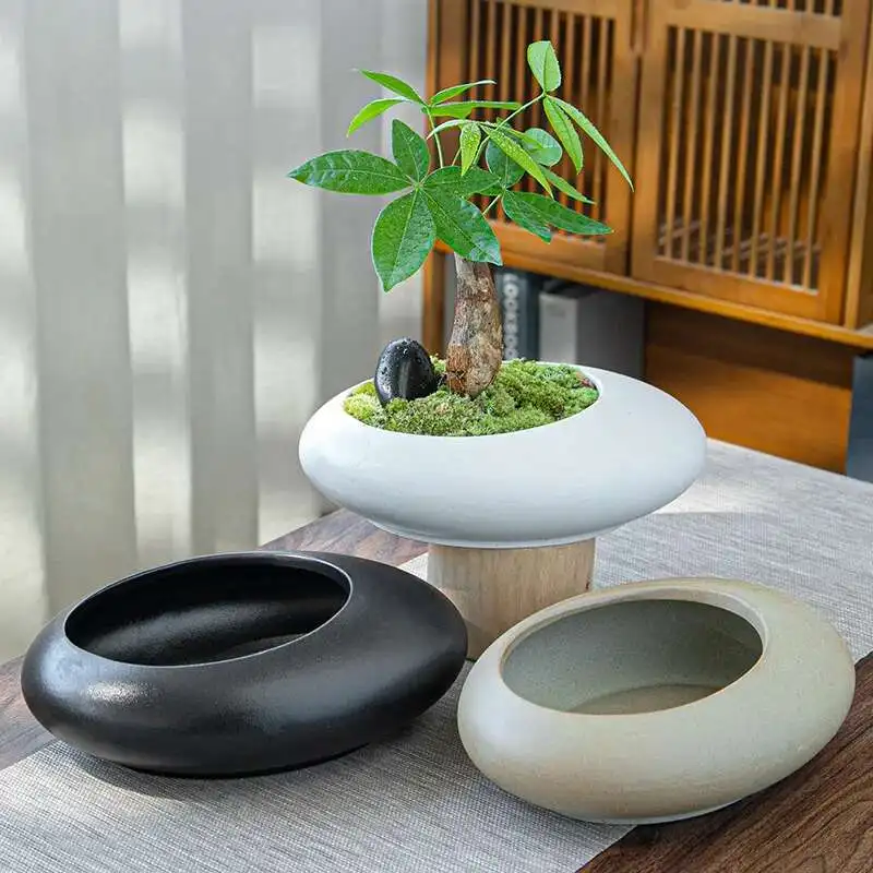 

Retro Ceramic Plant Pot Chinese Style Orchid Asparagus Viridis Flower Pot Breathable Vase Desktop Ornaments Garden Decor