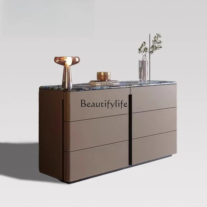 

12Light luxury marble dining side cabinet, household wall storage chest