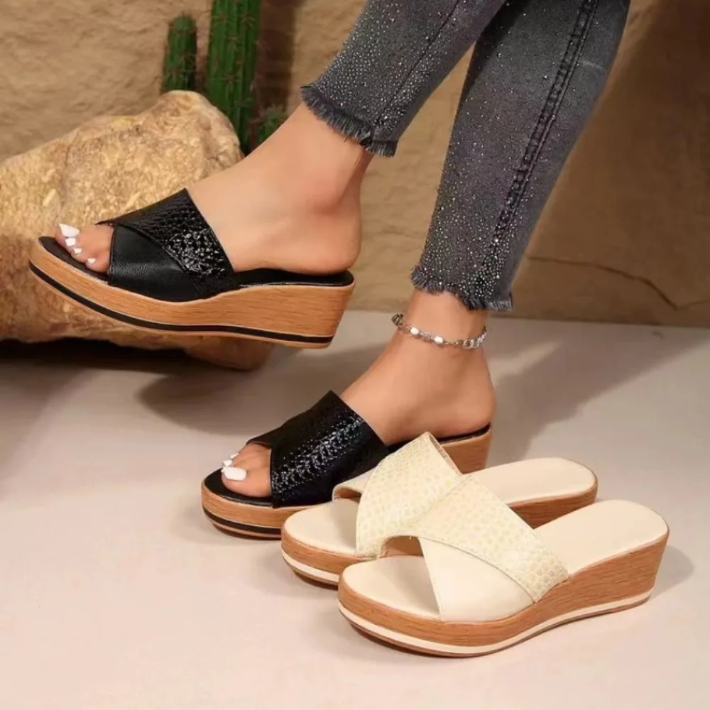 

Women Sandals Hemp Wedge Heels Sandalias Mujer Platform Sandals Summer Wedges Shoes for Women Summer Footwear Women Slippers