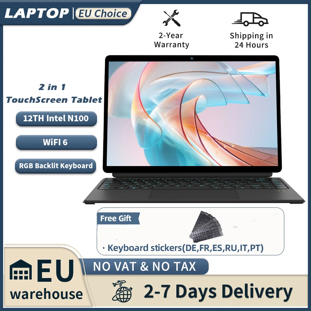 Tablet Mini Laptop 14 cali 2 w 1 Intel N100 16 GB + 512 GB 1200 P IPS ekran dotykowy Windows 11 Notebook darmowa wysyłka