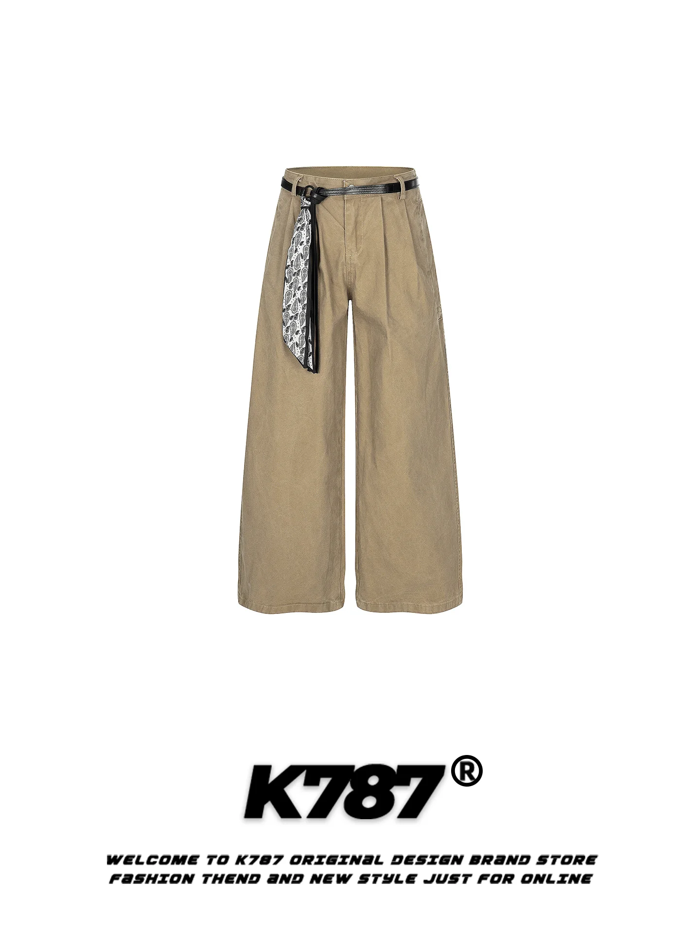 

Брюки с высокой талией и широкими штанинами, с шелковым платком с узором «цветы грецкого ореха», повседневные, стройнящие, струящиеся, цветные, в пол, с зауженным низом