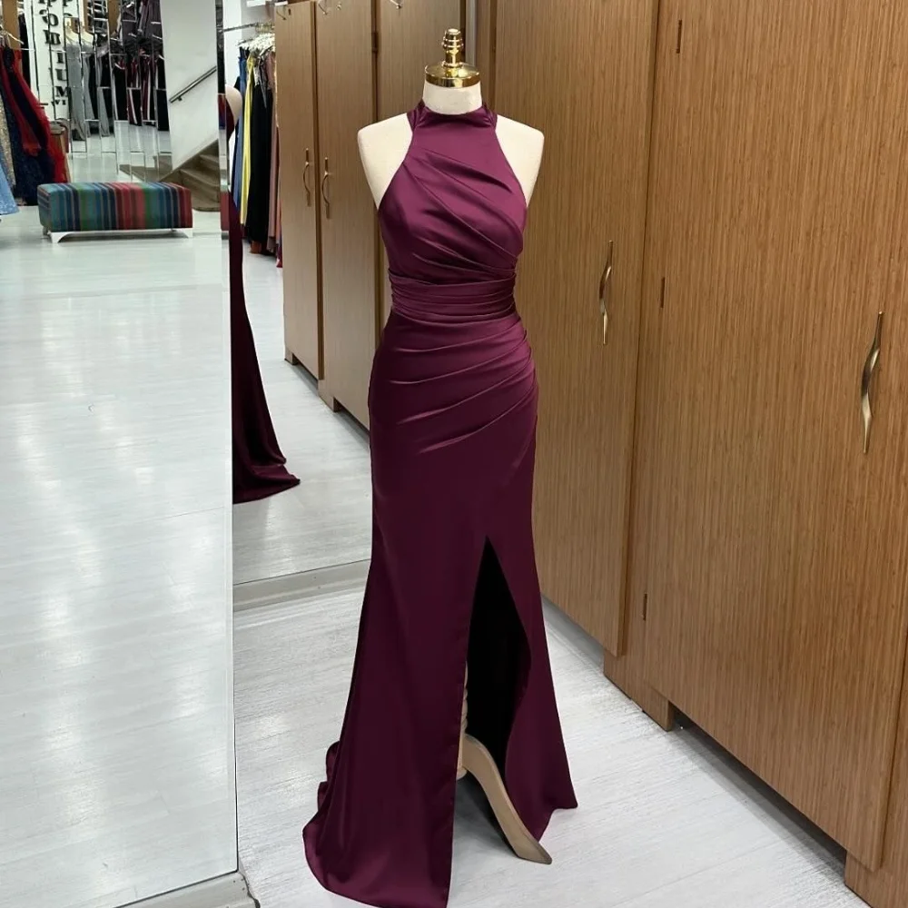 

Sizes Available Exquisite Pleat Ruched Draped Mermaid Halter Long Dresses Bespoke Occasion Dresses High Quality Elegant