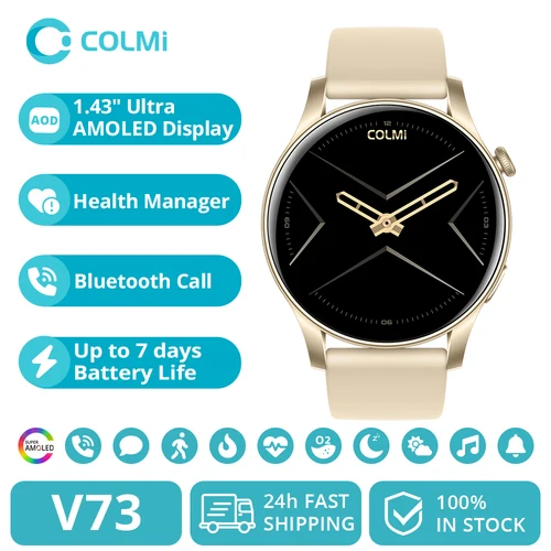 Imagen 1 del producto Reloj inteligente COLMI V73 con pantalla HD AMOLED de 1,43 "", llamadas Bluetooth, seguimiento de actividad física y salud, reloj inteligente para hombres y mujeres, teléfono Xiaomi