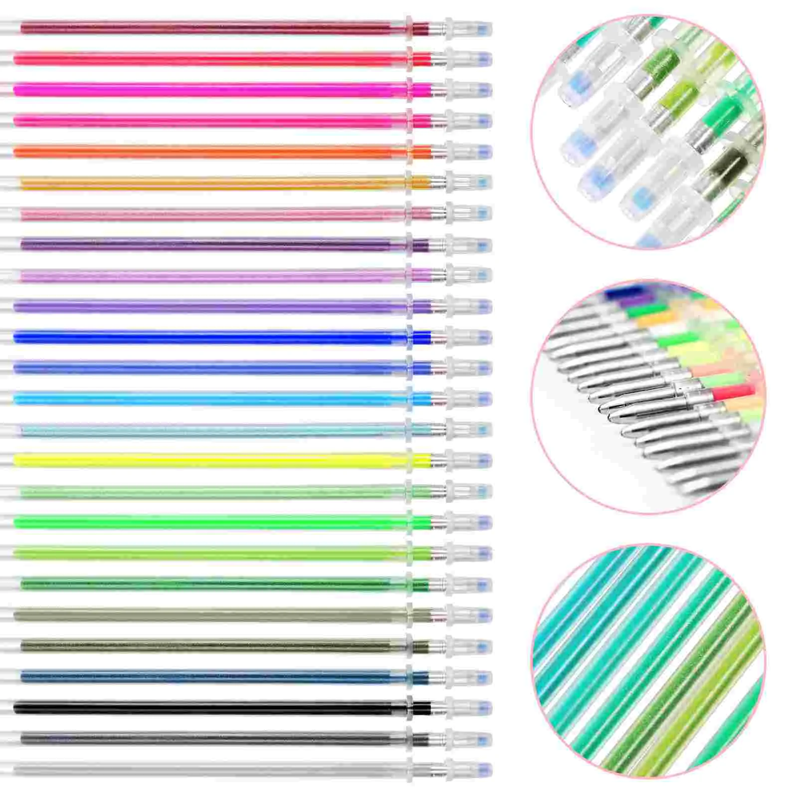 100pcs Colorful Gel Pen Refills 08mm Pen Student Stationery Office Supplies for Doodling Scrapbooking Drawing (Mi